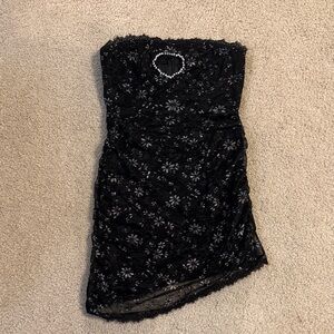 Cider Black Floral Lace Mini Dress